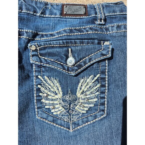 Earl Jean Women's Jeans Size 14 Blue Bootcut Embellished Rhinestone Pockets - Picture 8 of 9
